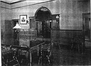 The original Reading Room in the Armstrong Building (later used as the Library Reference Room).