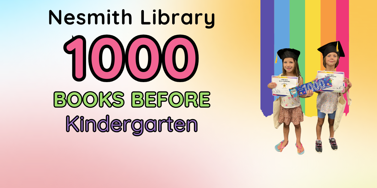 1000 books before kindergarten promotional image featuring two children who participated holding their 1000 books certificate