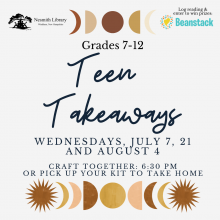 teen takeaways moon sun star graphic with program text